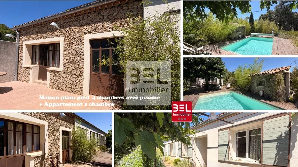 Maison de plain-pied avec piscine, jardin et appartement indépendant à Aramon